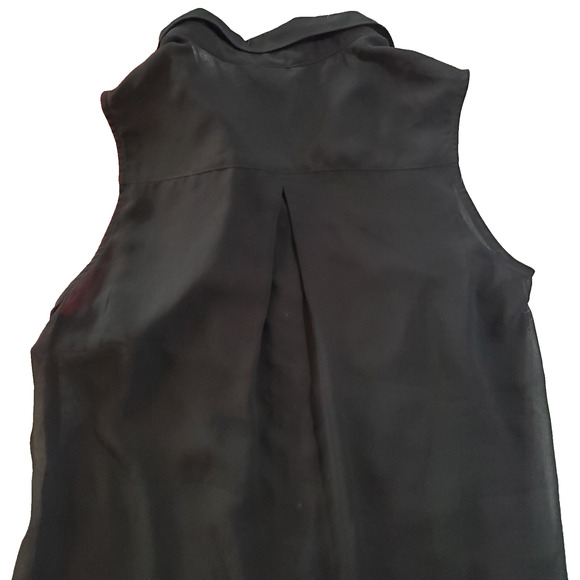 H&M Womens Tunic Blouse Size 6 Black Sheer Chiffon Sleeveless Button Down Top - Picture 8 of 9
